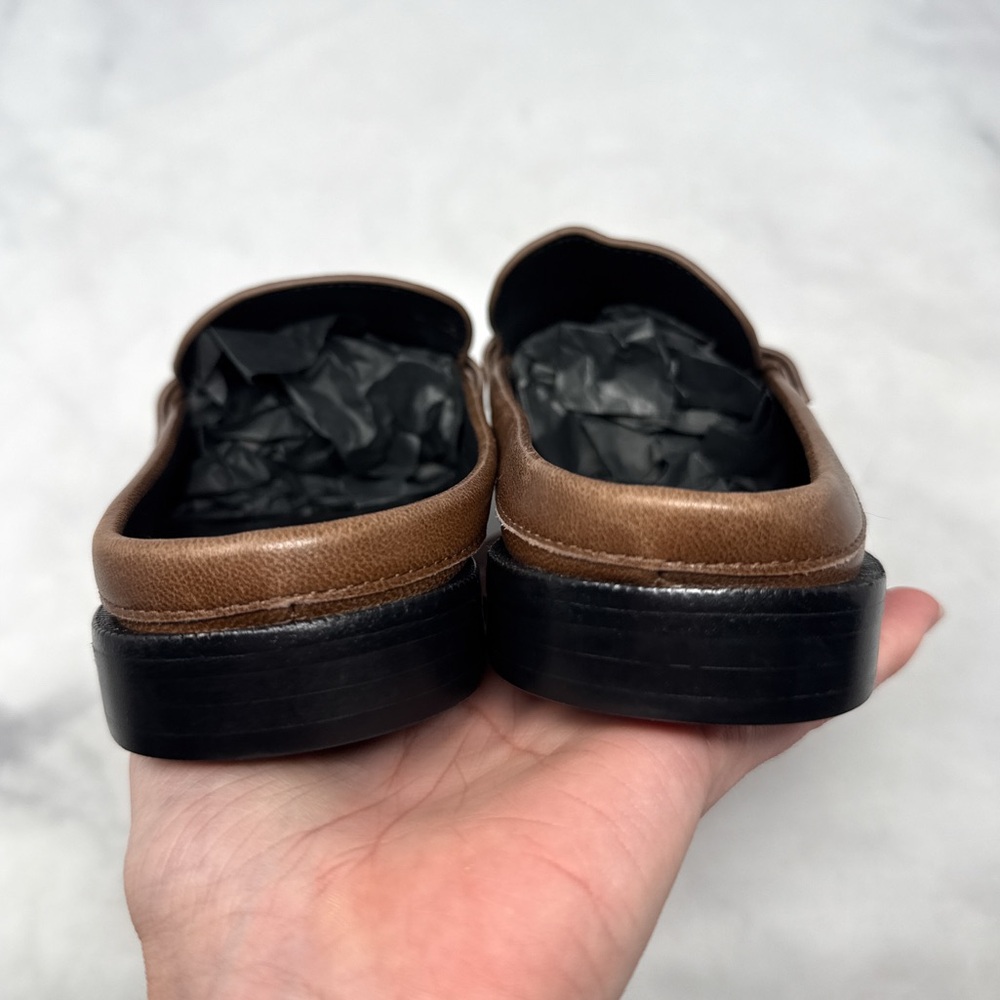 NEW Saint Laurent YSL Le Loafer Penny Mule Leather Backless Flat Shoes Brown 36 - Picture 7 of 10